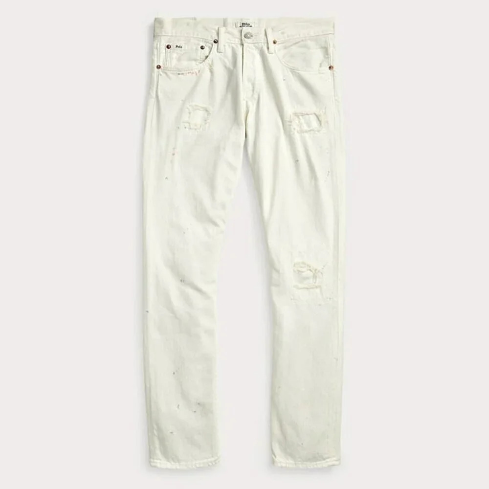 Polo Ralph Lauren Men's Sullivan Slim Distressed Jean White Size 36 (MSRP $198)